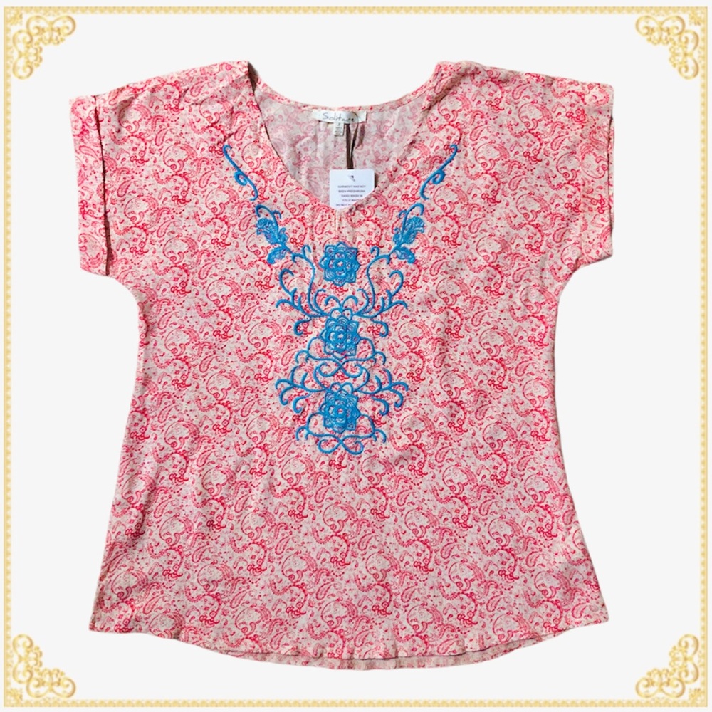 Solitaire by Ravi Khosla Embroidered Blouse Size S